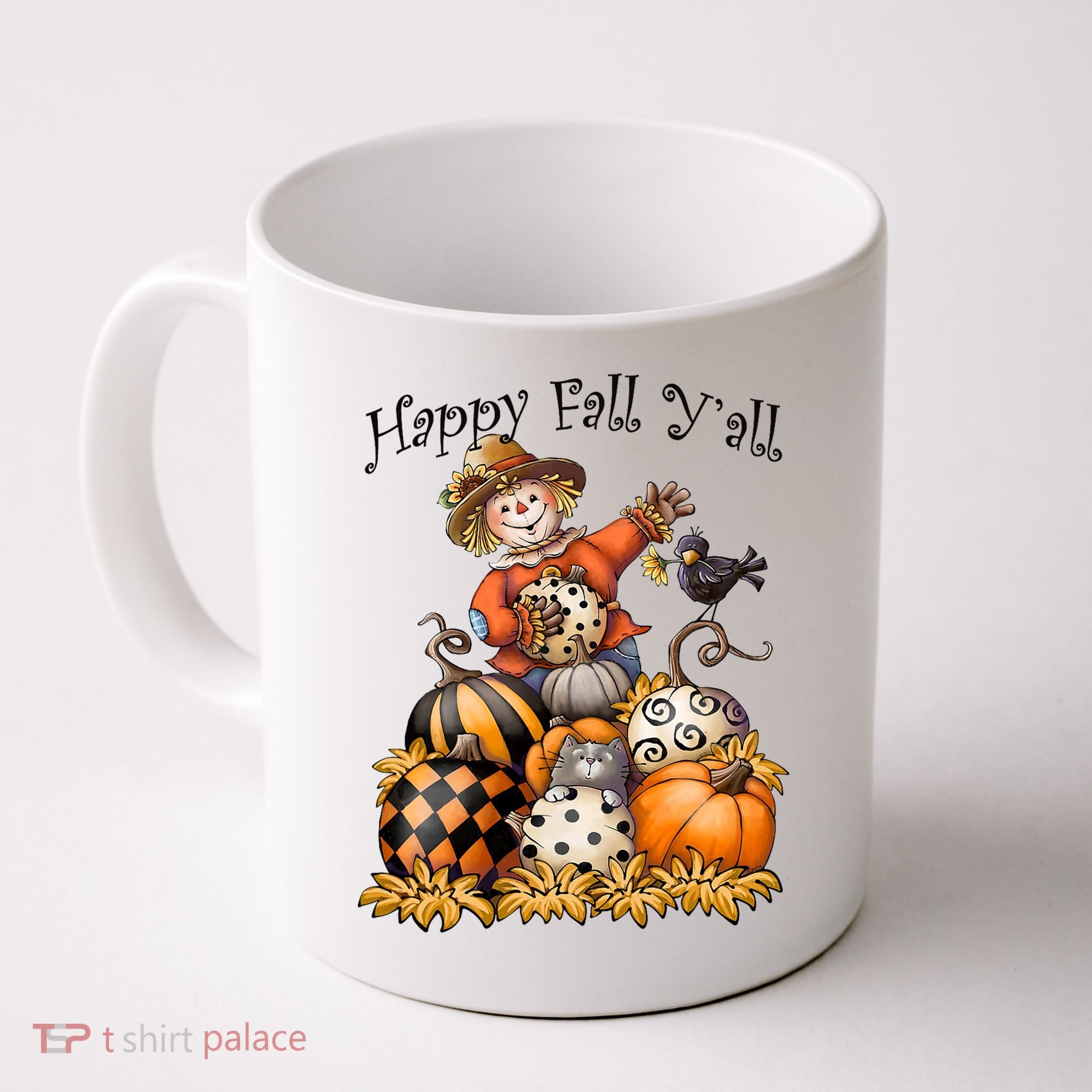 Scarecrow Happy Fall Y'all Pumpkin Thanksgiving Halloween Coffee Mug