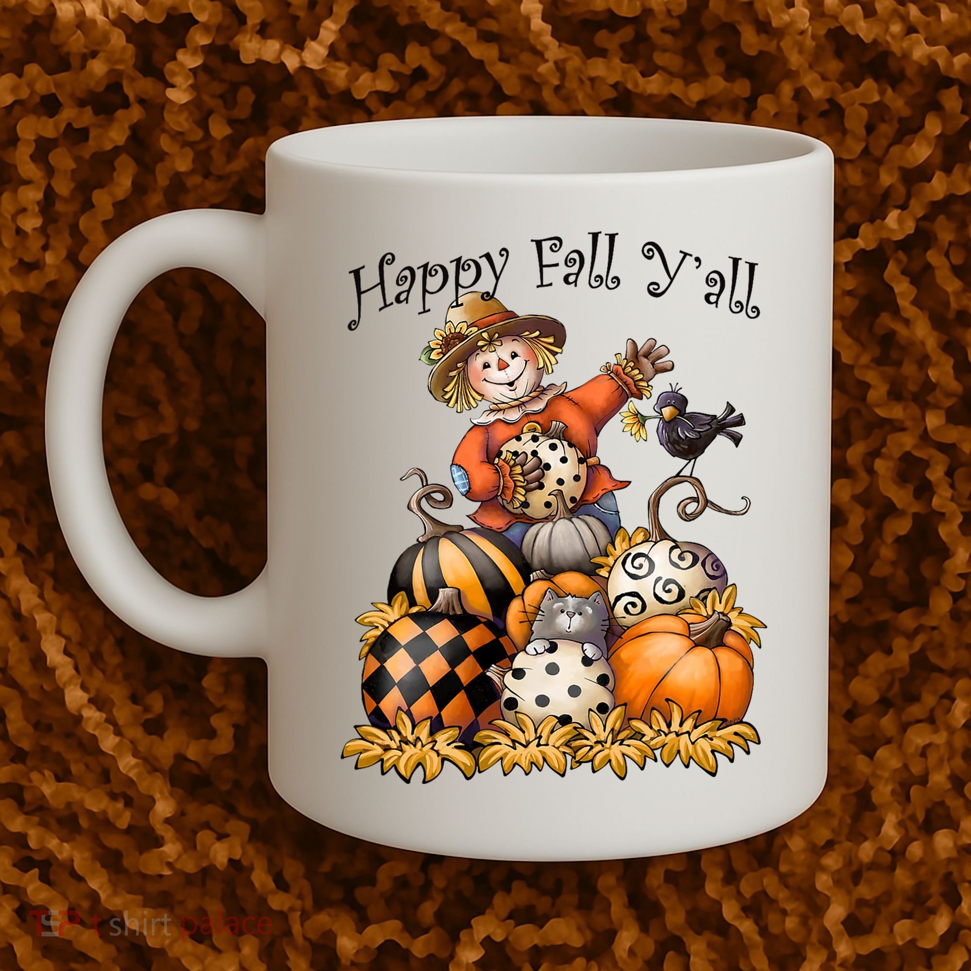 Scarecrow Happy Fall Y'all Pumpkin Thanksgiving Halloween Coffee Mug