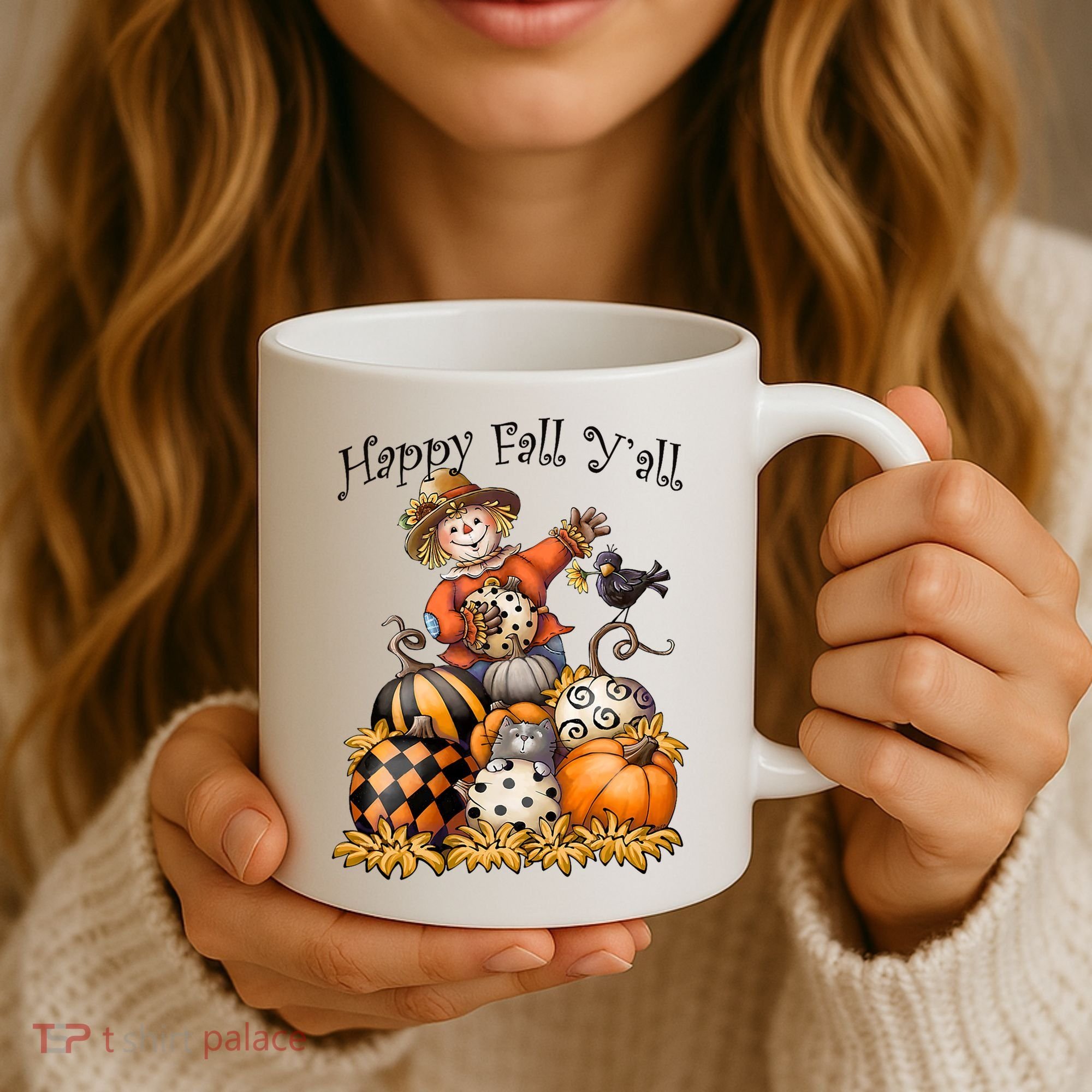 Scarecrow Happy Fall Y'all Pumpkin Thanksgiving Halloween Coffee Mug