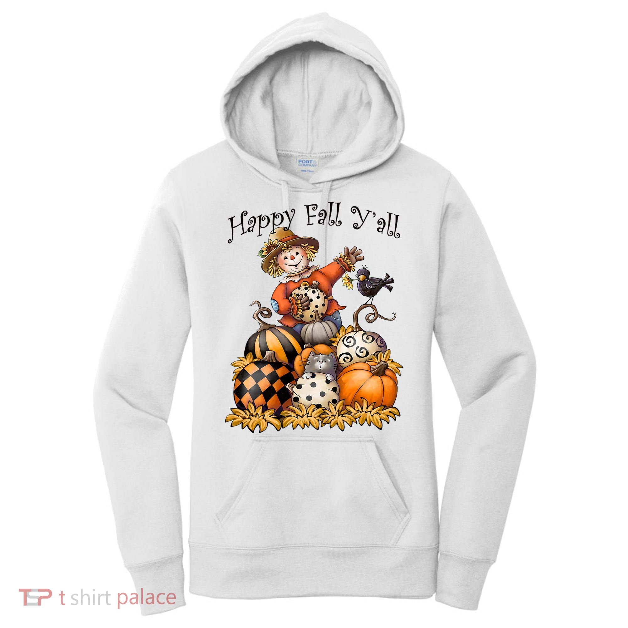 Scarecrow Happy Fall Y'all Pumpkin Thanksgiving Halloween Women's Hoodie