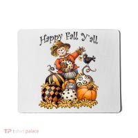 Scarecrow Happy Fall Y'all Pumpkin Thanksgiving Halloween Mousepad thumb 0