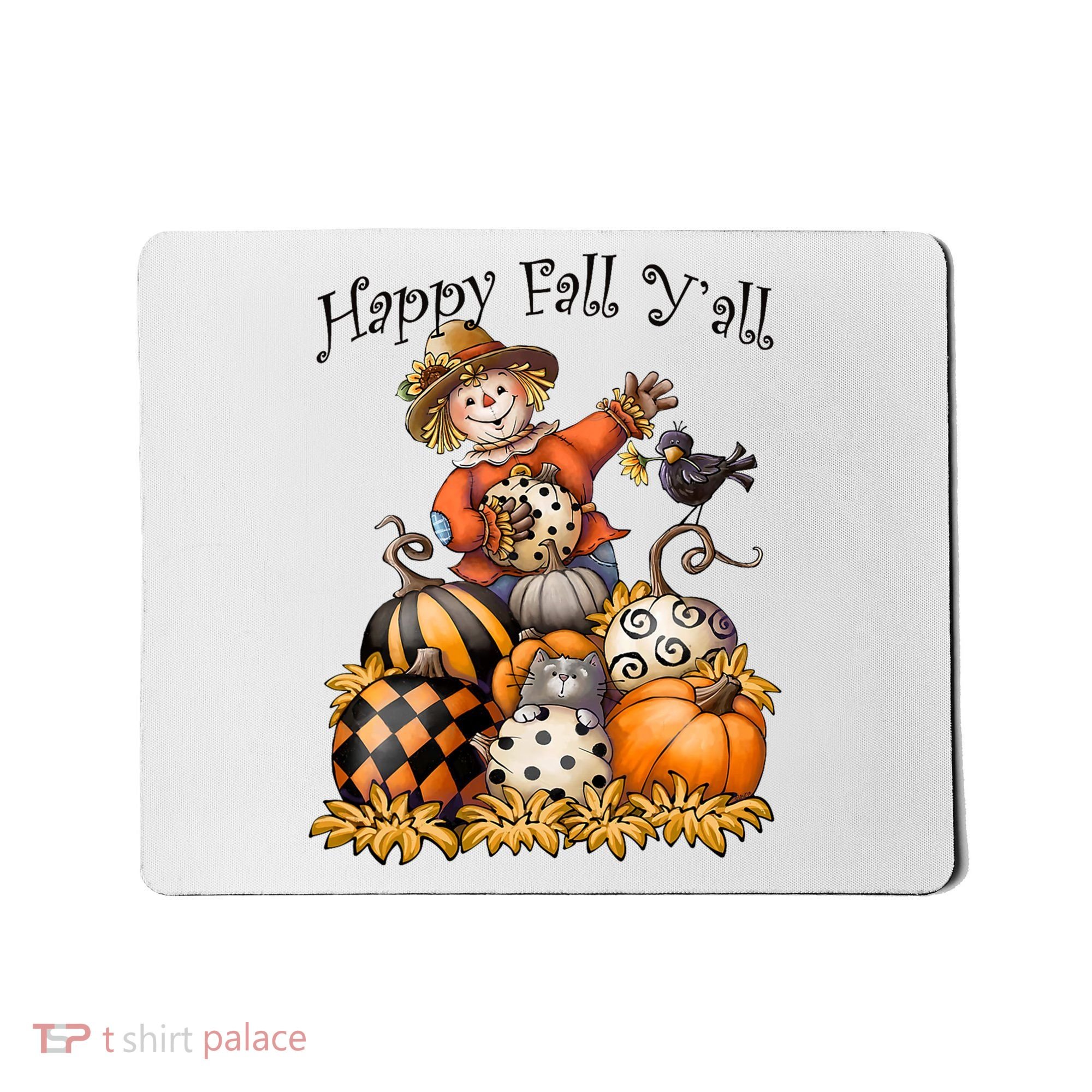 Scarecrow Happy Fall Y'all Pumpkin Thanksgiving Halloween Mousepad