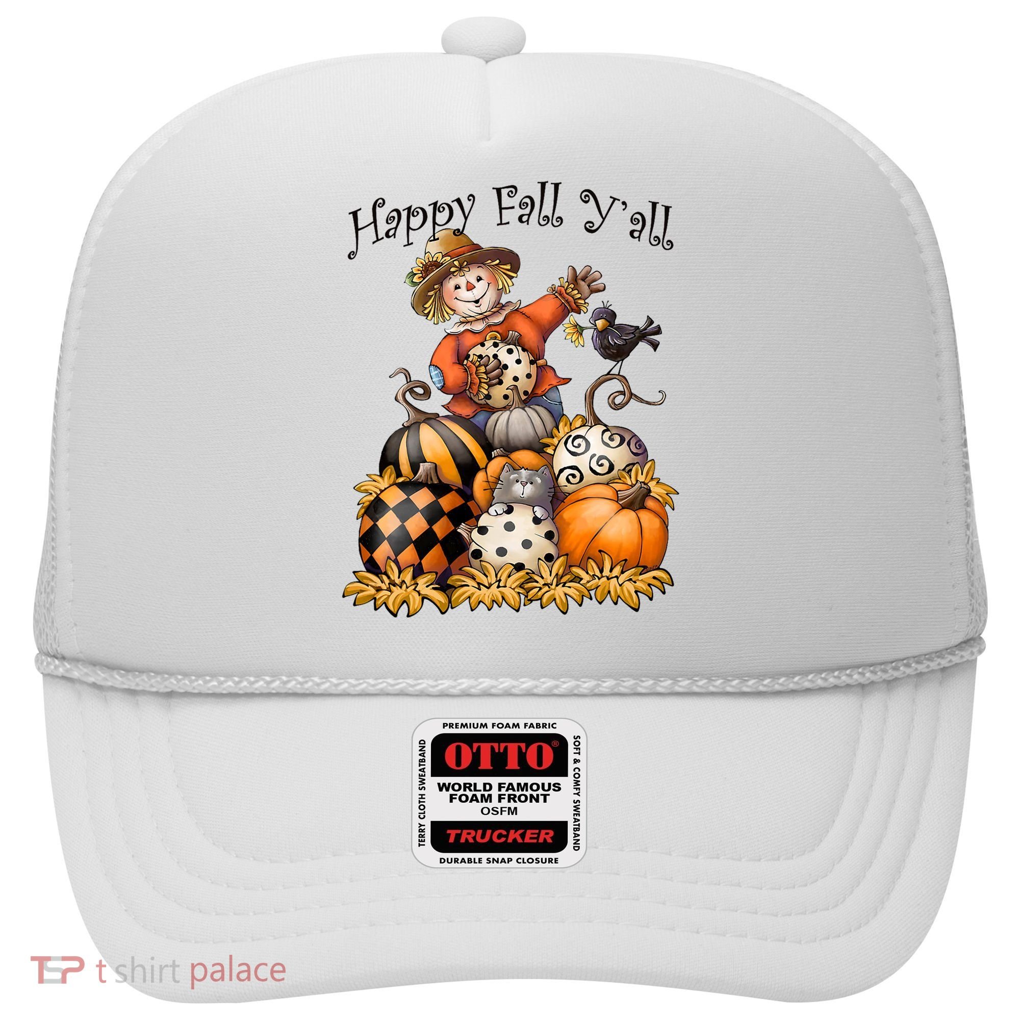 Scarecrow Happy Fall Y'all Pumpkin Thanksgiving Halloween Hat