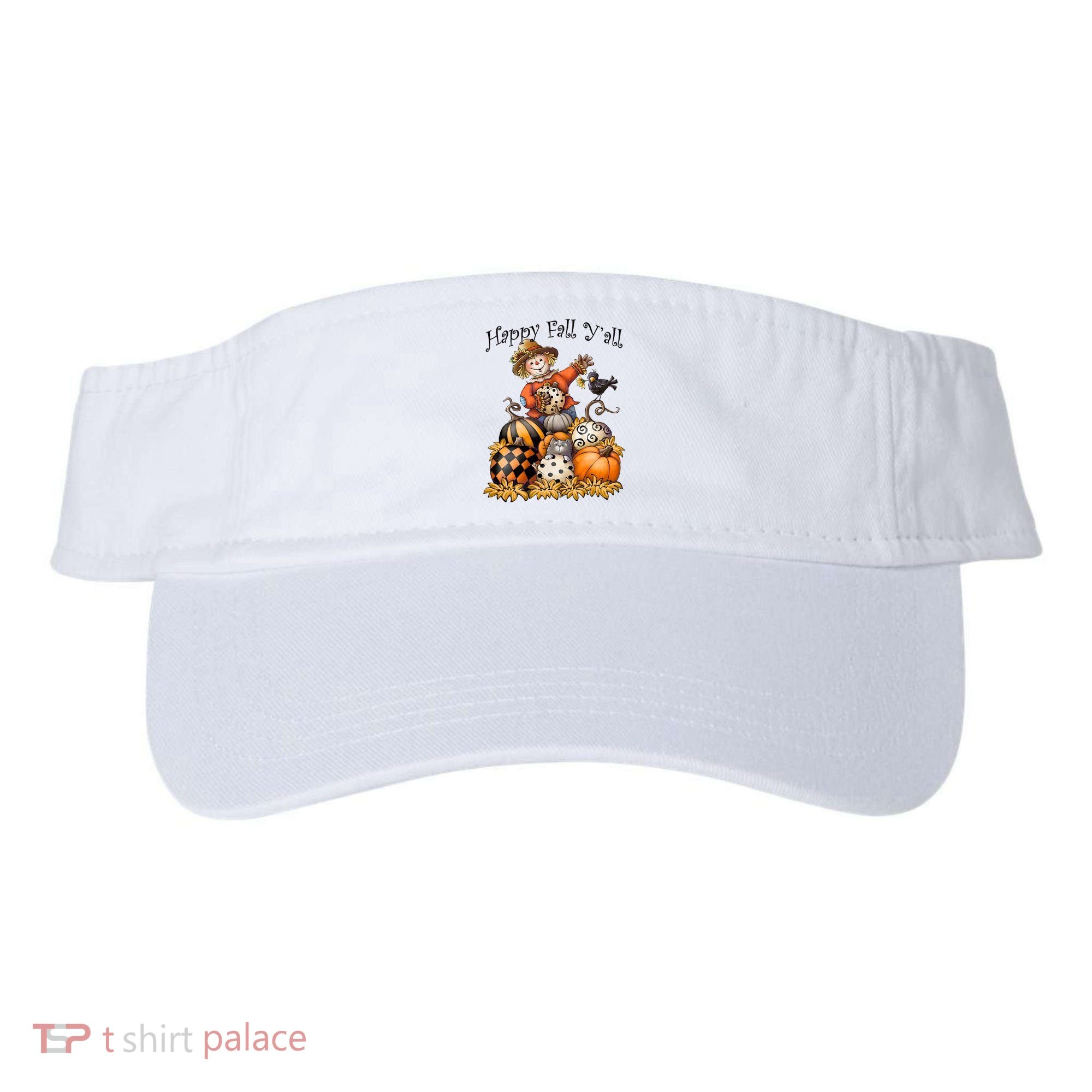 Scarecrow Happy Fall Y'all Pumpkin Thanksgiving Halloween Visor