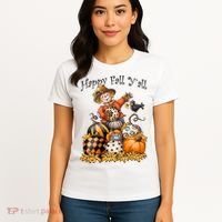 Scarecrow Happy Fall Y'all Pumpkin Thanksgiving Halloween Women's T-Shirt thumb 4