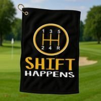 Shift Happens Funny Car Lovers Gift Car Pun Golf Towel thumb 1