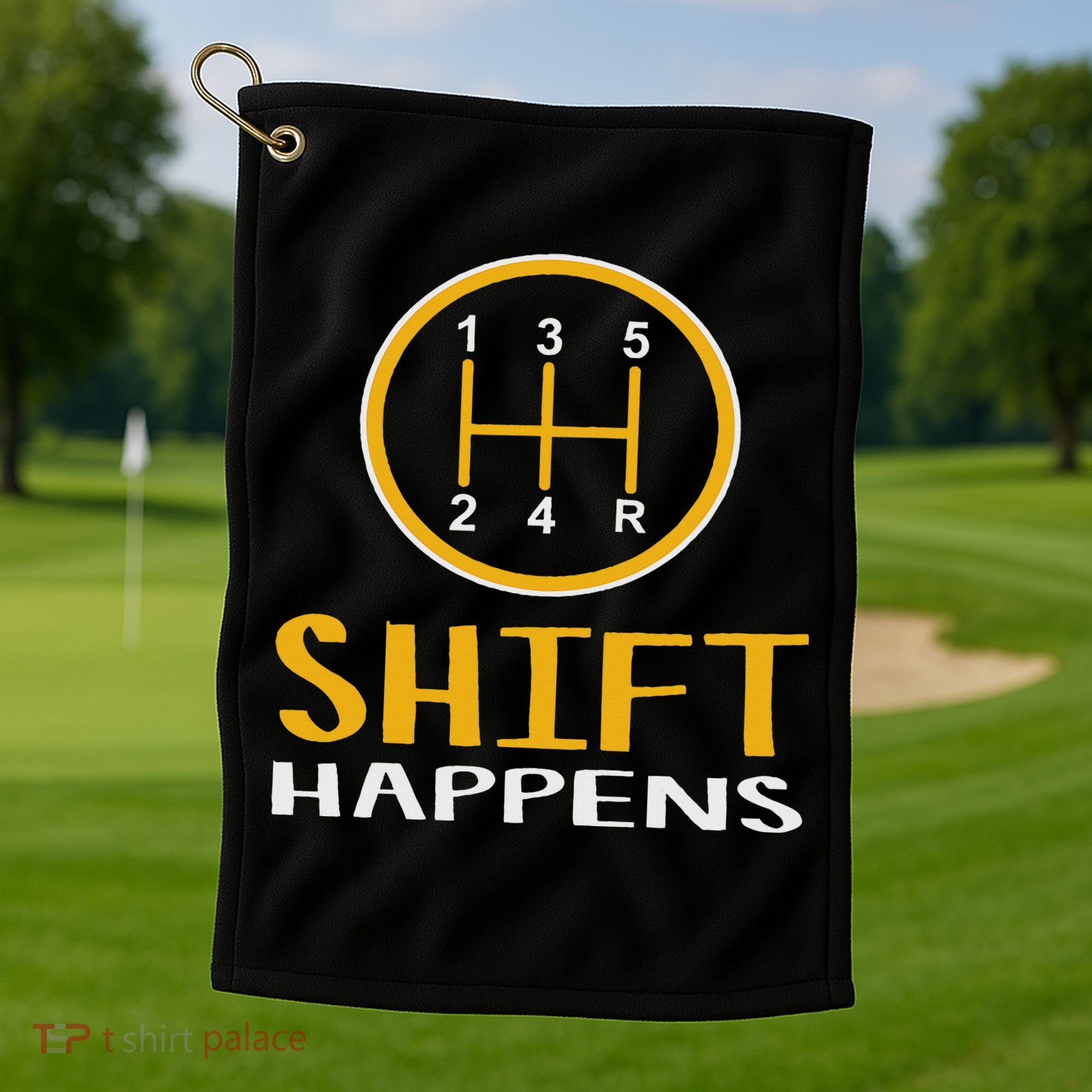 Shift Happens Funny Car Lovers Gift Car Pun Golf Towel