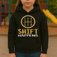 Shift Happens Funny Car Lovers Gift Car Pun Kids Hoodie thumb 3