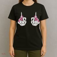 Skeleton Hand Fuck Cancer Pink Funny Breast Cancer Awareness  T-Shirt thumb 4