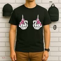 Skeleton Hand Fuck Cancer Pink Funny Breast Cancer Awareness  T-Shirt thumb 6