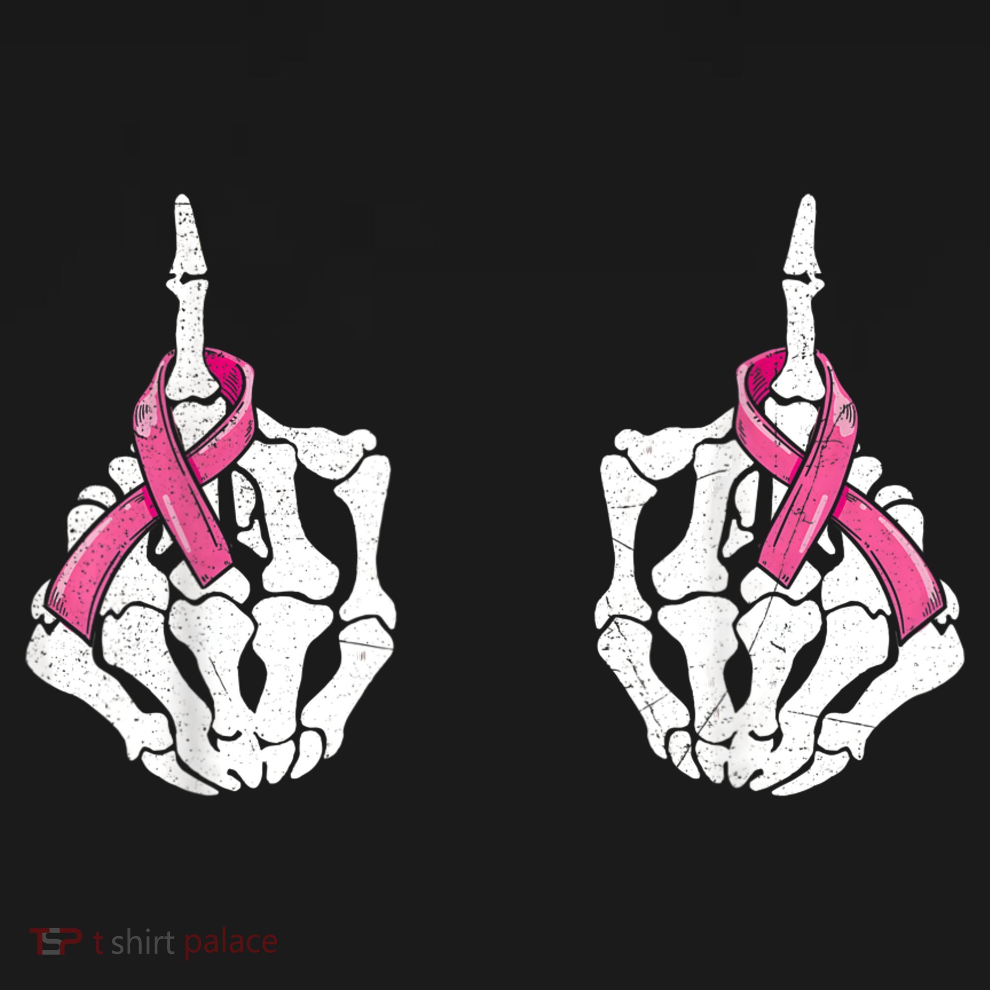 Skeleton Hand Fuck Cancer Pink Funny Breast Cancer Awareness  T-Shirt