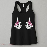 Skeleton Hand Fuck Cancer Pink Funny Breast Cancer Awareness  Women's Tank Top thumb 3