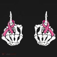 Skeleton Hand Fuck Cancer Pink Funny Breast Cancer Awareness  Women's Tank Top thumb 5
