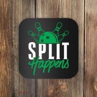 Split Happens Funny Bowling Team Bowler Pin Humor Gift Coaster thumb 0