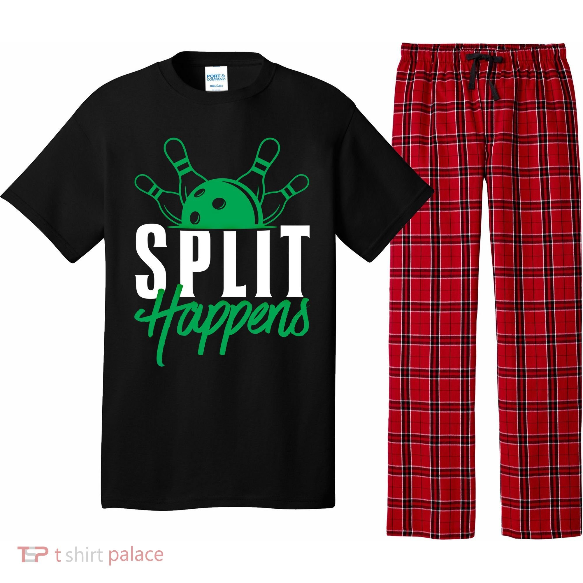 Split Happens Funny Bowling Team Bowler Pin Humor Gift Pajama Set