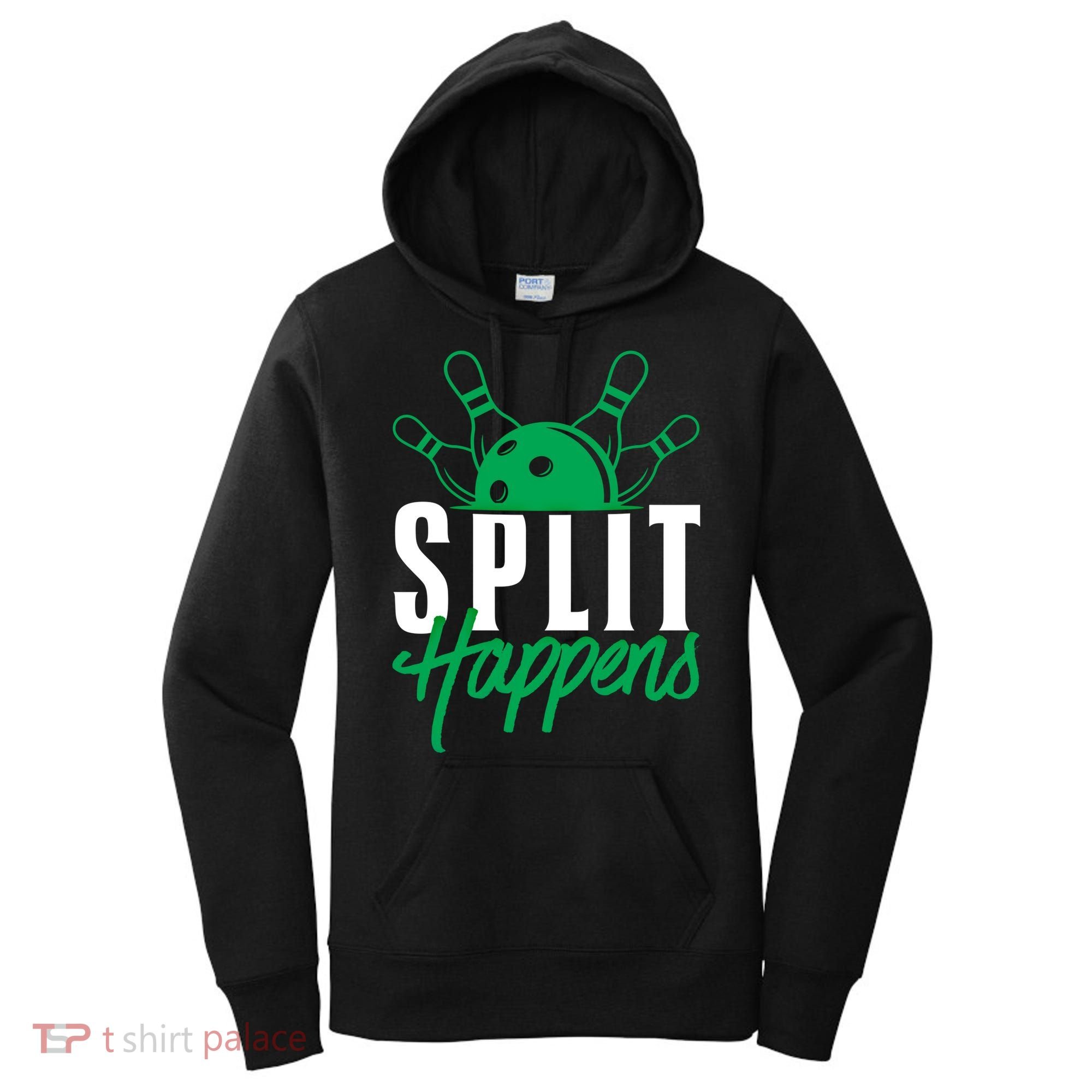 Split Happens Funny Bowling Team Bowler Pin Humor Gift Women's Hoodie