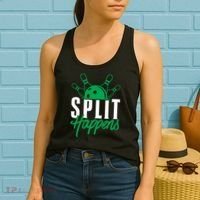 Split Happens Funny Bowling Team Bowler Pin Humor Gift Women's Tank Top thumb 2