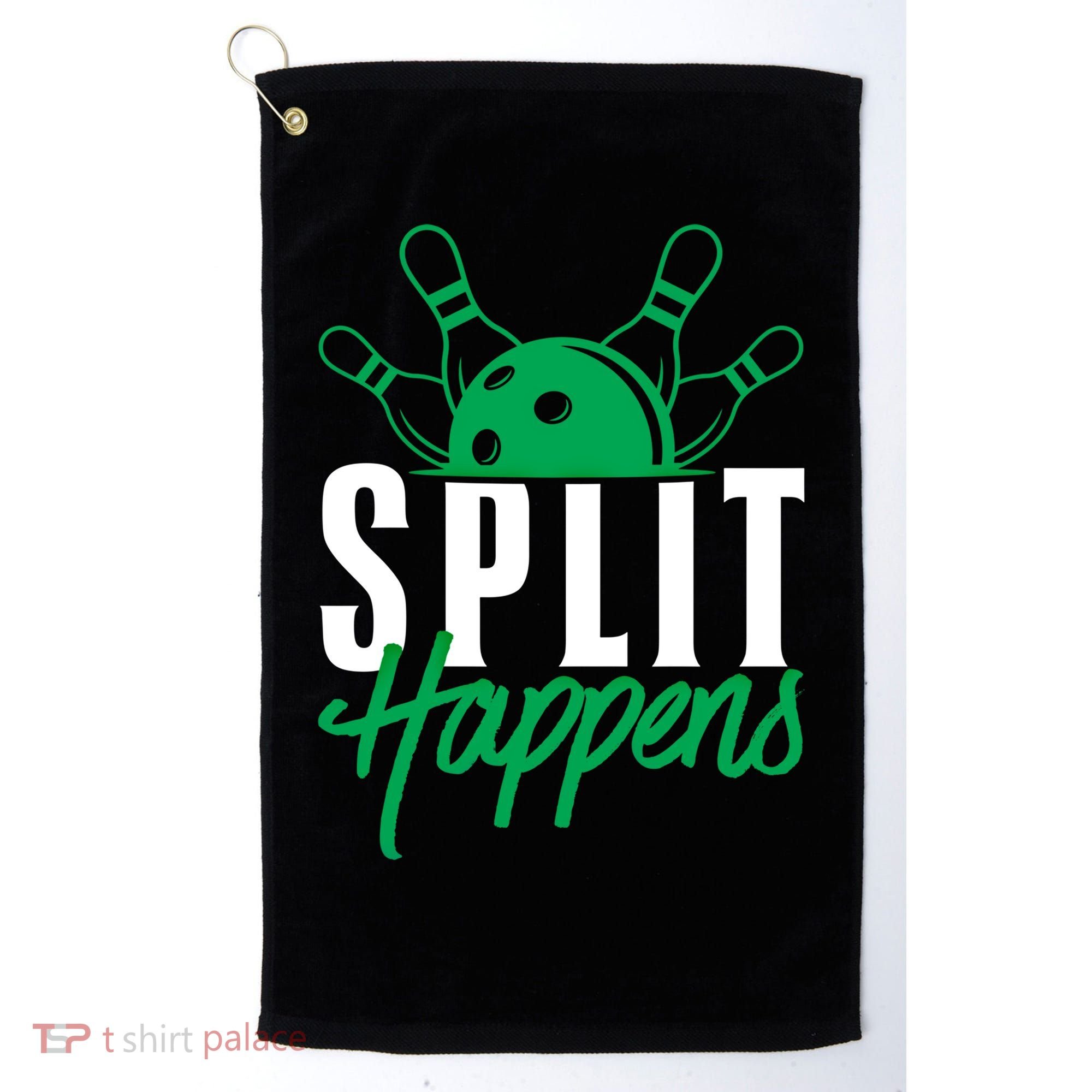 Split Happens Funny Bowling Team Bowler Pin Humor Gift Golf Towel