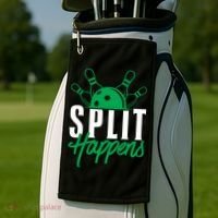 Split Happens Funny Bowling Team Bowler Pin Humor Gift Golf Towel thumb 2