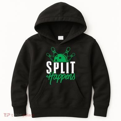 Split Happens Funny Bowling Team Bowler Pin Humor Gift Kids Hoodie