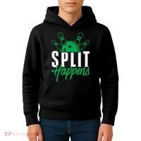 Split Happens Funny Bowling Team Bowler Pin Humor Gift Kids Hoodie thumb 4