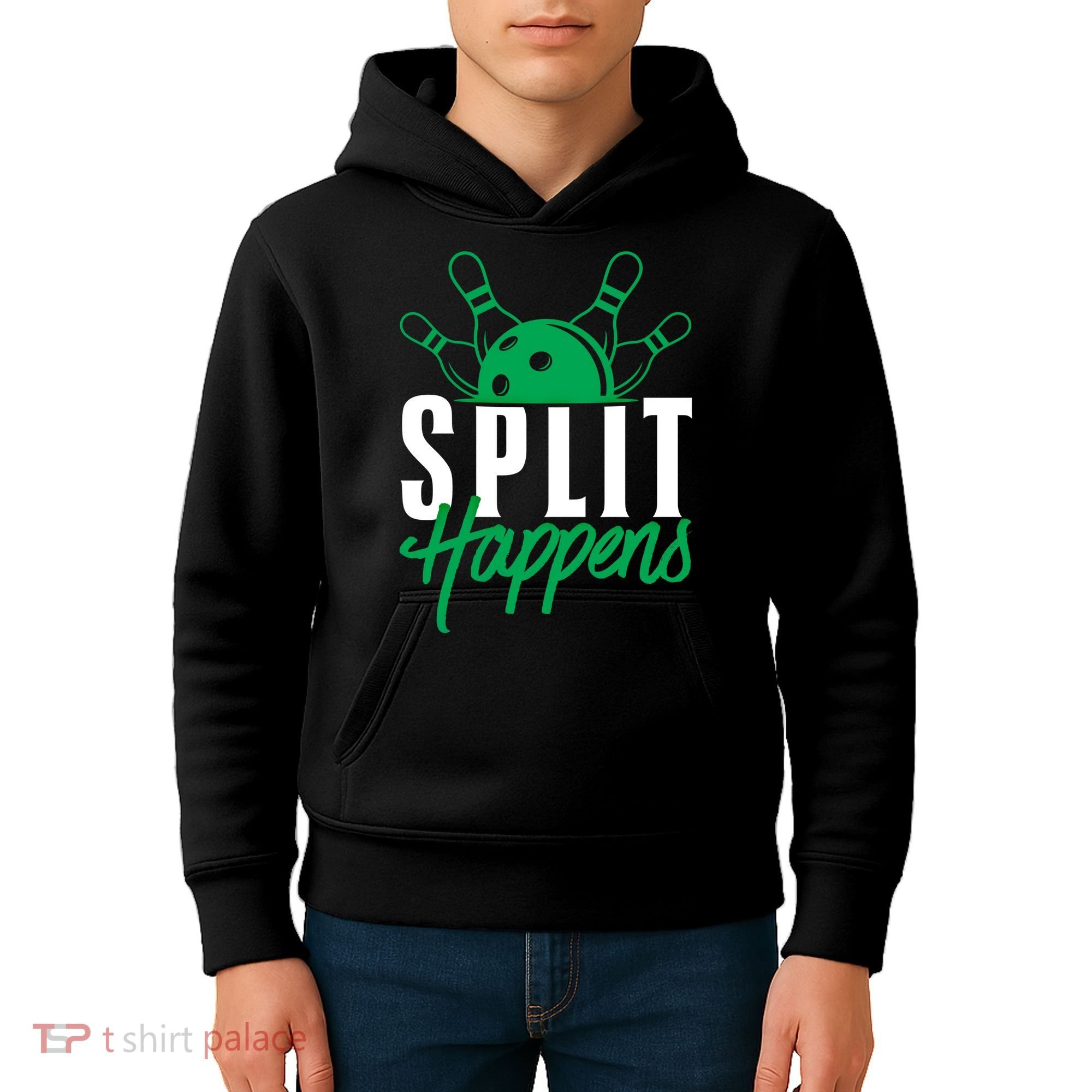 Split Happens Funny Bowling Team Bowler Pin Humor Gift Kids Hoodie