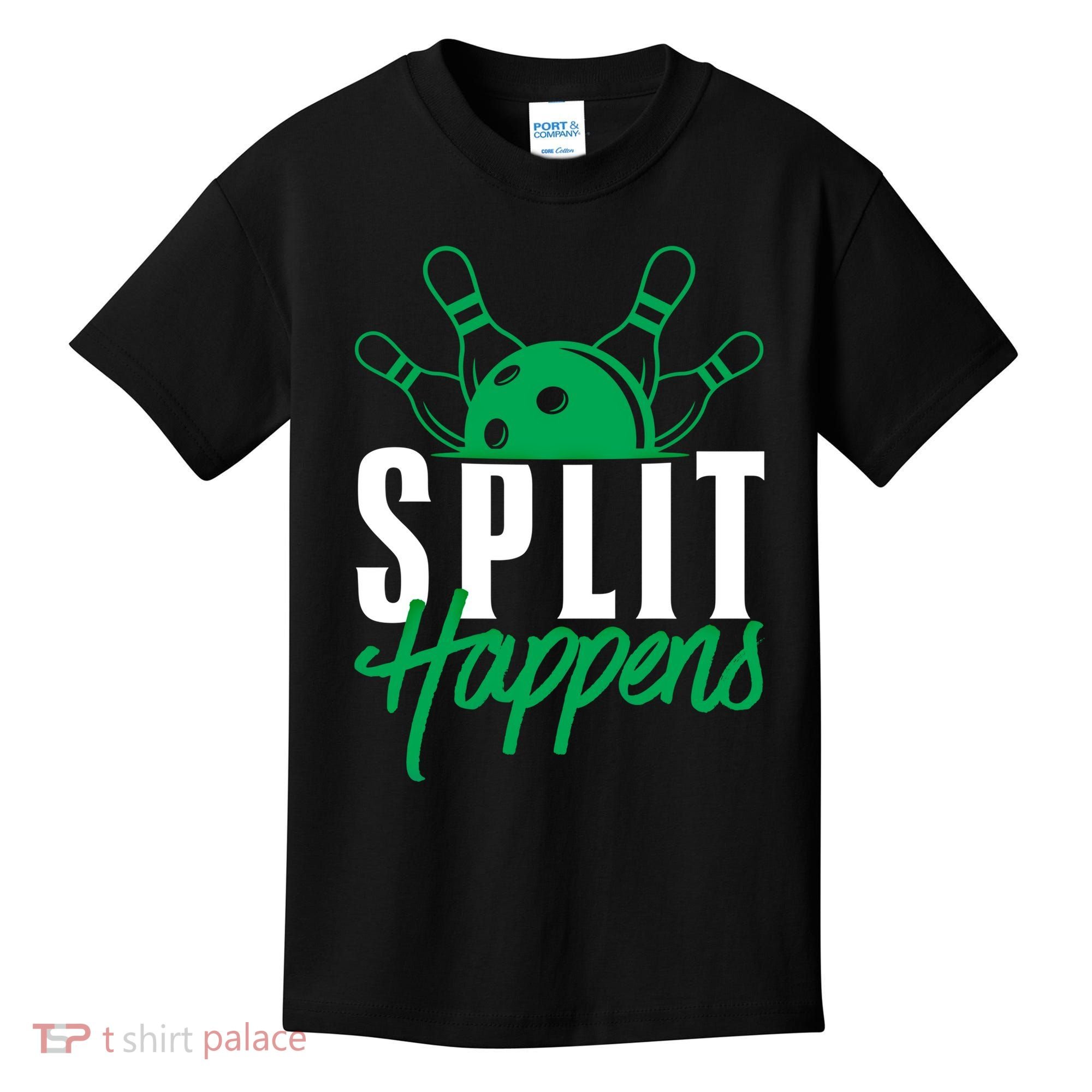Split Happens Funny Bowling Team Bowler Pin Humor Gift Kids T-Shirt