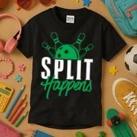 Split Happens Funny Bowling Team Bowler Pin Humor Gift Kids T-Shirt thumb 3