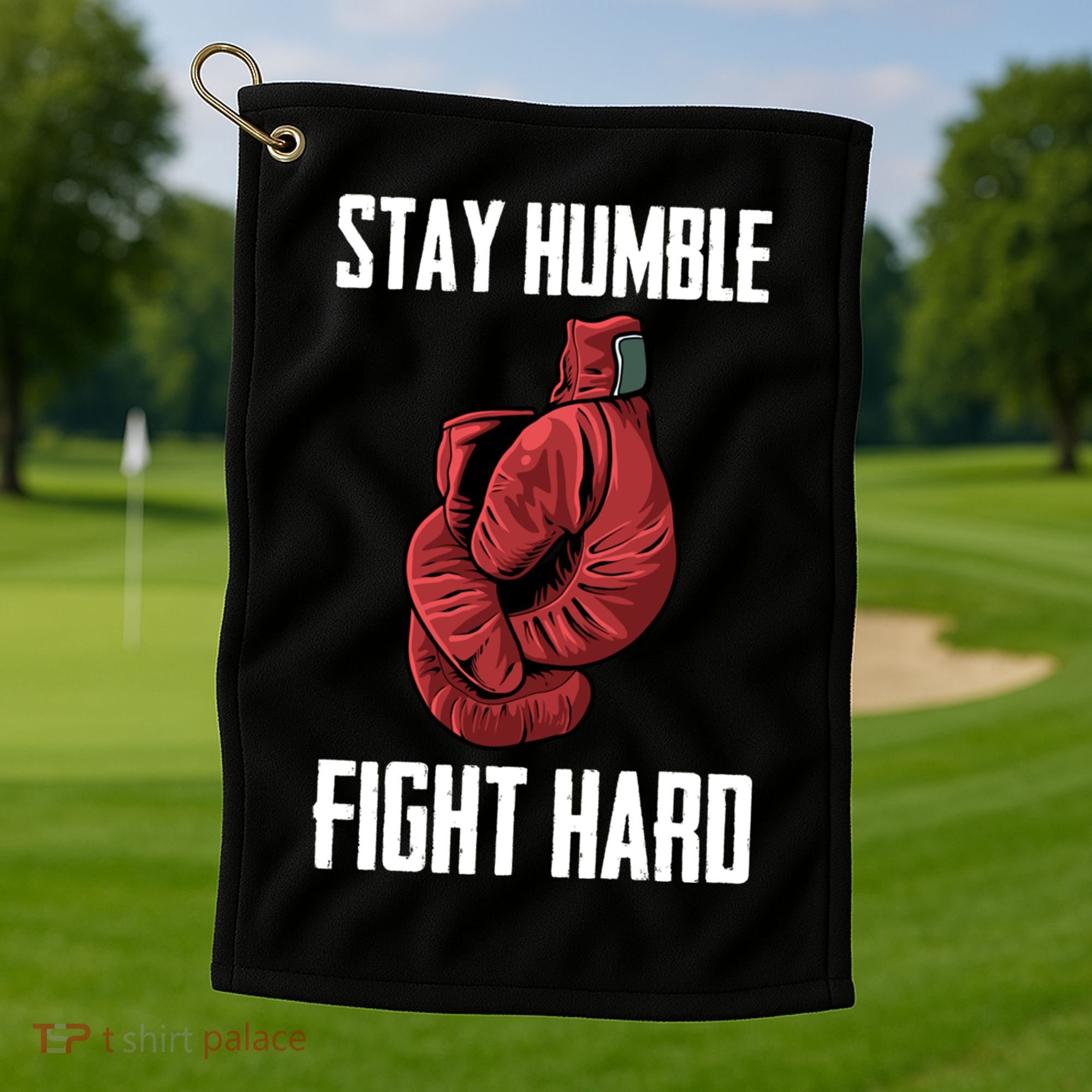 Stay Humble Fight Hard Boxing Gloves Boxer Gift Golf Towel