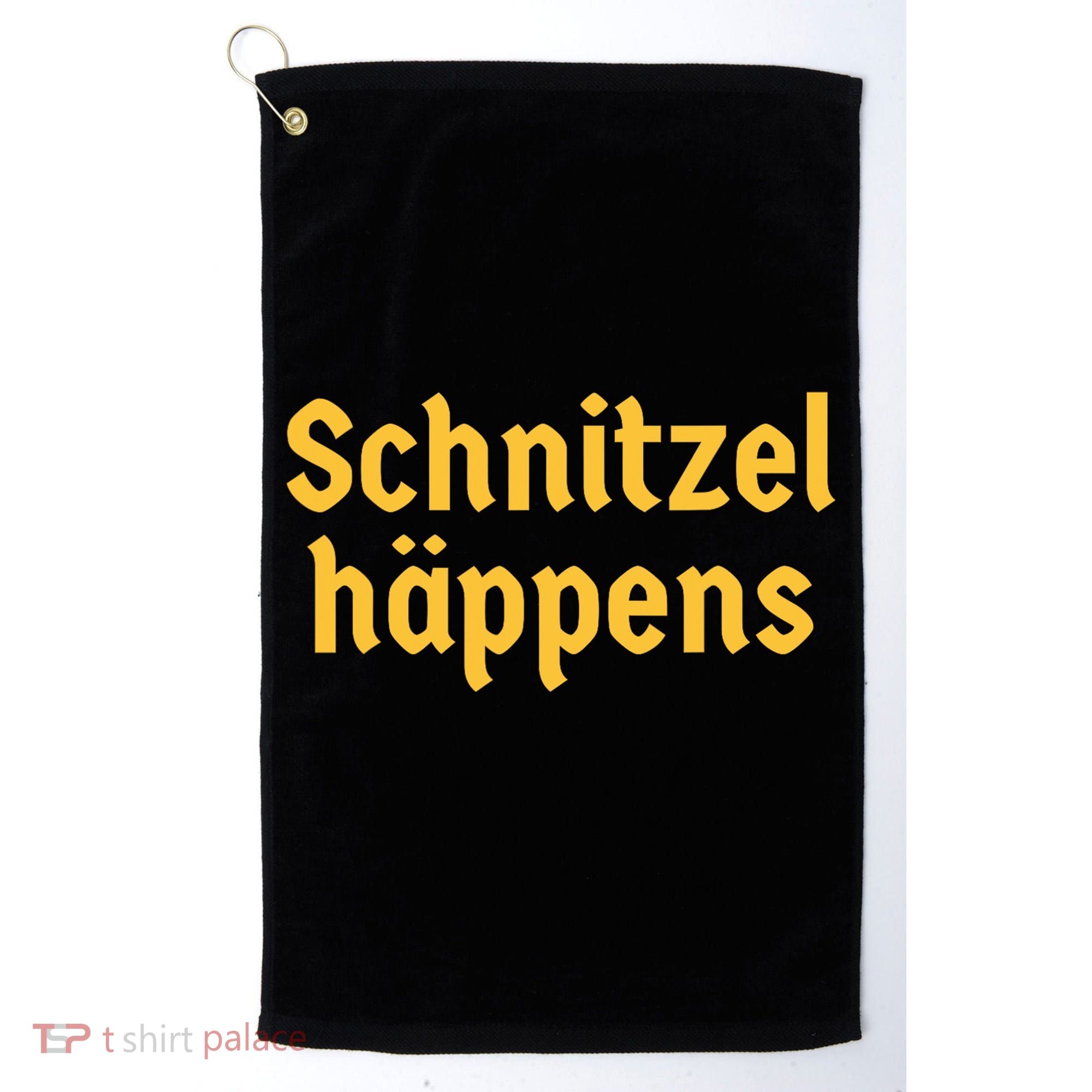 Schnitzel Happens Funny German Beer Oktoberfest Golf Towel