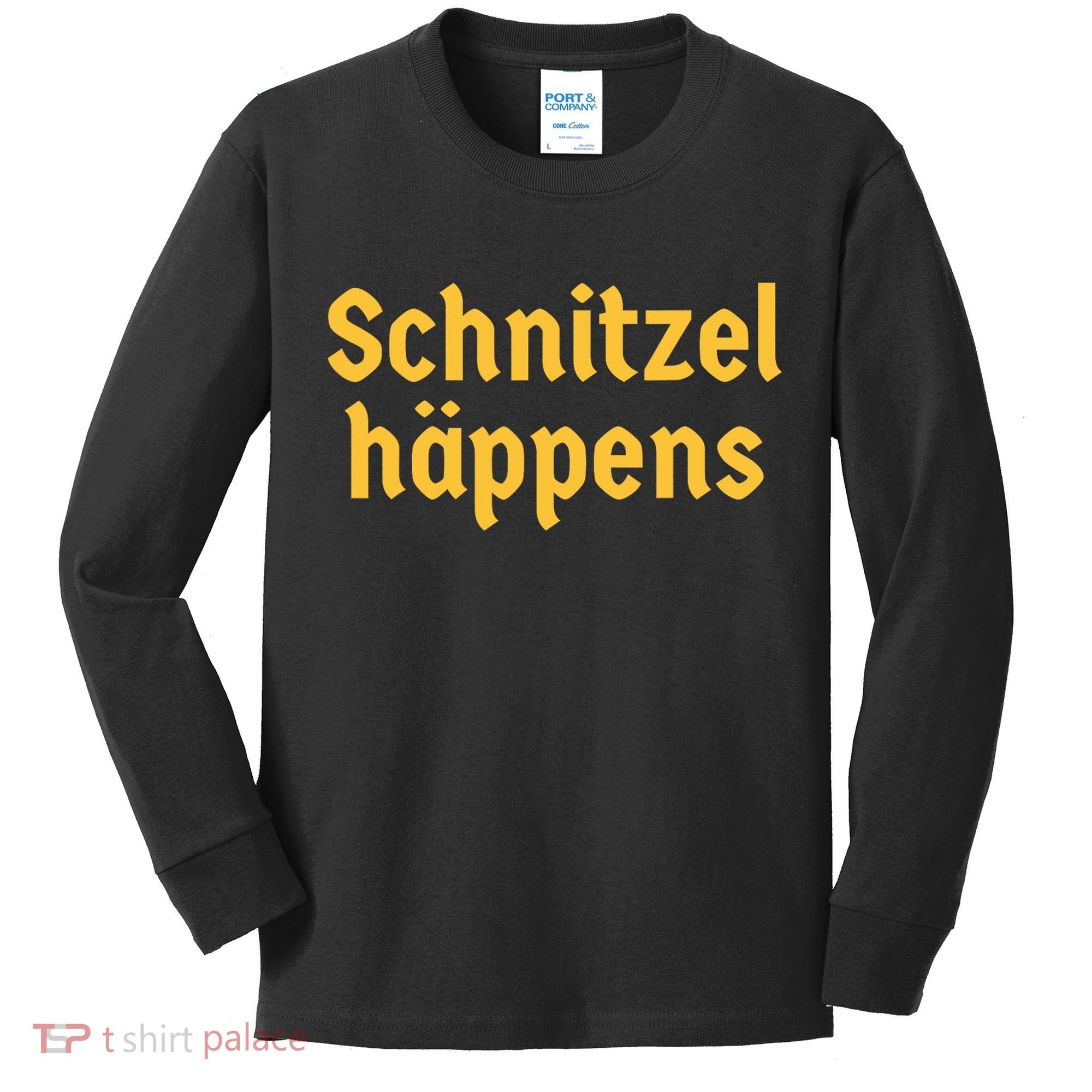 Schnitzel Happens Funny German Beer Oktoberfest Kids Long Sleeve Shirt