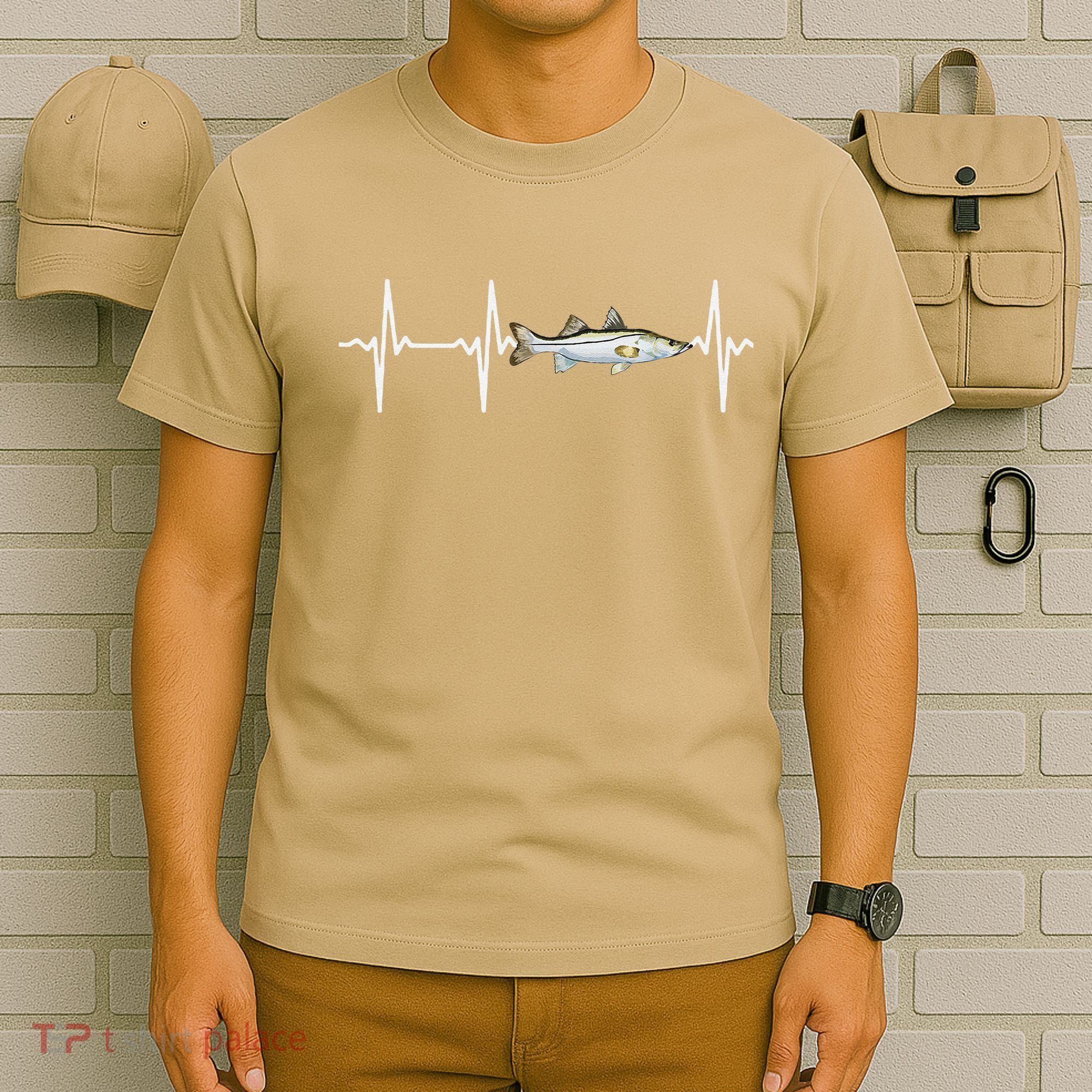 Snook Heartbeat For Saltwater Fish Fishing Lovers T-Shirt
