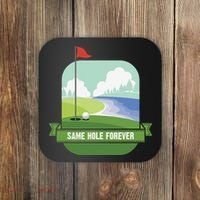 Same Hole Forever Funny Golf Bachelor Party Pre Wedding Coaster thumb 0