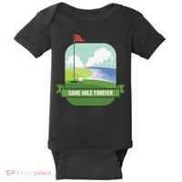 Same Hole Forever Funny Golf Bachelor Party Pre Wedding Baby Bodysuit thumb 0