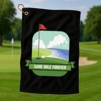 Same Hole Forever Funny Golf Bachelor Party Pre Wedding Golf Towel thumb 1