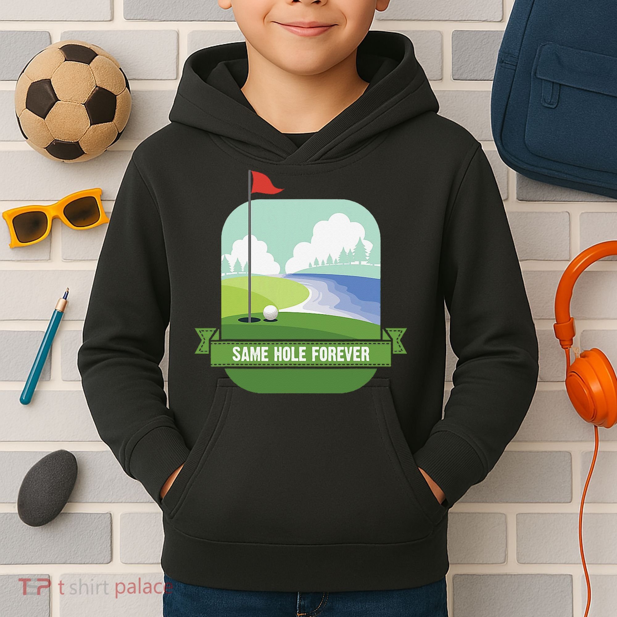 Same Hole Forever Funny Golf Bachelor Party Pre Wedding Kids Hoodie