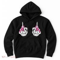 Skeleton Hand Fuck Cancer Pink Funny Breast Cancer Awareness Hoodie thumb 0