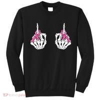 Skeleton Hand Fuck Cancer Pink Funny Breast Cancer Awareness Sweatshirt thumb 0