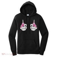 Skeleton Hand Fuck Cancer Pink Funny Breast Cancer Awareness Women's Hoodie thumb 0
