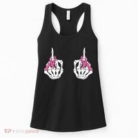 Skeleton Hand Fuck Cancer Pink Funny Breast Cancer Awareness Women's Tank Top thumb 0