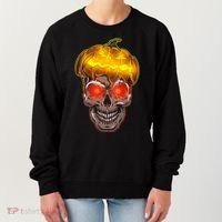 Spooky Halloween Glowing Pumpkin Skull Face Women's Sweatshirt thumb 0