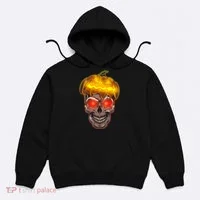 Spooky Halloween Glowing Pumpkin Skull Face Hoodie thumb 0