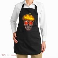 Spooky Halloween Glowing Pumpkin Skull Face Apron thumb 2