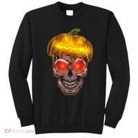 Spooky Halloween Glowing Pumpkin Skull Face Sweatshirt thumb 0