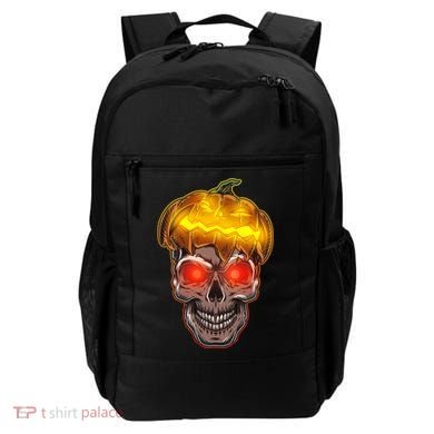 Spooky Halloween Glowing Pumpkin Skull Face Backpack