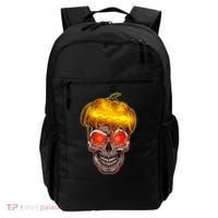 Spooky Halloween Glowing Pumpkin Skull Face Backpack thumb 0