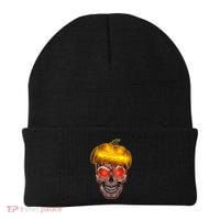 Spooky Halloween Glowing Pumpkin Skull Face Beanie thumb 0