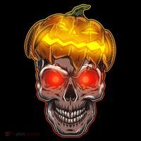 Spooky Halloween Glowing Pumpkin Skull Face Women's Hoodie thumb 2