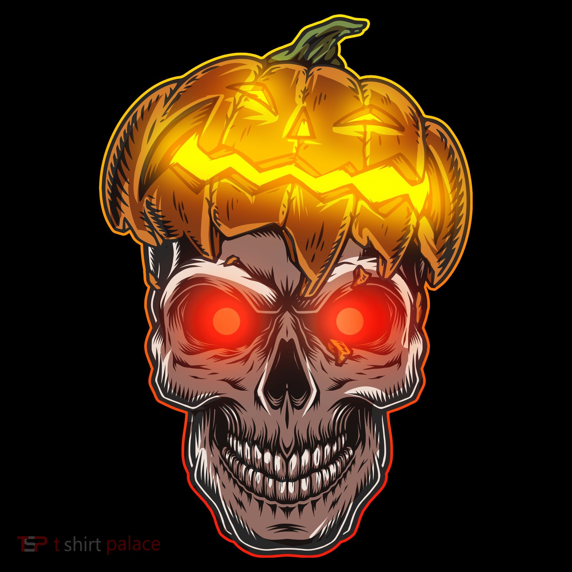 Spooky Halloween Glowing Pumpkin Skull Face Women's Hoodie