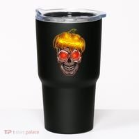 Spooky Halloween Glowing Pumpkin Skull Face Tumbler thumb 0